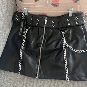 DOLLS KILL Black Skirt with Silver chain